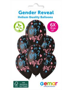 6 Packs of 6 Printed Balloons Boy Or Girl #764 Gender Reveal GS120 / 33cm - 345810