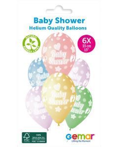 6 Packs of 6 Printed Balloons Baby Shower #490 GS120 / 33cm - 345827