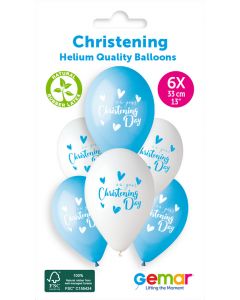 6 Packs of 6 Printed Balloons On Your Christening Day Boy #926 GS120 / 33cm - 345896