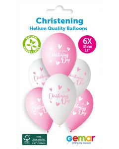 6 Packs of 6 Printed Balloons On Your Christening Day Girl #926 GS120 / 33cm - 345902