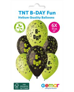 6 Packs of 6 Printed Balloons Tnt B-Day Fun #1230 GS120 / 33cm - 346312