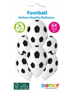 6 Packs of 6 Printed Balloons Football # 170 GS120 / 33cm - 346336