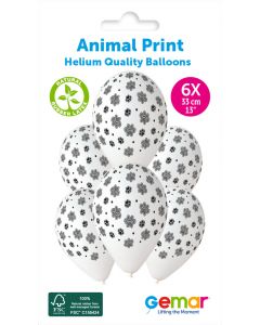 6 Packs of 6 Printed Balloons Animal Prints #636 GS120 / 33cm - 346374