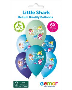 6 Packs of 6 Printed Balloons Little Shark #1213 GS120 / 33cm - 346428