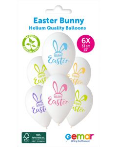 6 Packs of 6 Printed Balloons Easter Bunny #1224 GS120 / 33cm - 346503