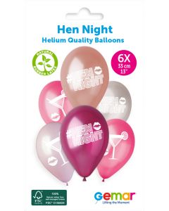 6 Packs of 6 Printed Balloons Hen Night #761 GMS120 / 33cm - 346534