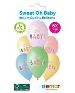 6 balloons printed SWEET OH BABY #1013 - 346558