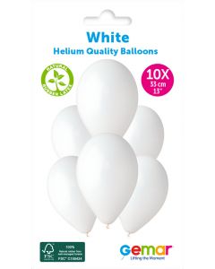 6 Packs of 10 Plain Balloons White G120 / 33cm #001 - 346824