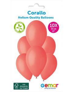 6 Packs of 10 Plain Balloons Corallo G120 / 33cm #078 - 346930