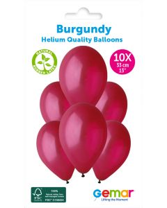 6 Packs of 10 Plain Balloons Burgundy G120 / 33cm #047 - 347012