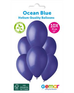 6 Packs of 10 Plain Balloons Ocean Blue G120 / 33cm #046 - 347098