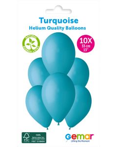 6 Packs of 10 Plain Balloons Turquoise G120 / 33cm #068 - 347104