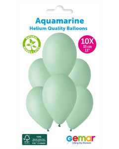 6 Packs of 10 Plain Balloons Aquamarine G120 / 33cm #050 - 347128