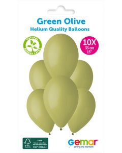 6 Packs of 10 Plain Balloons Green Olive G120 / 33cm #098 - 347166