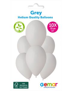 6 Packs of 10 Plain Balloons Grey G120 / 33cm #070 - 347173