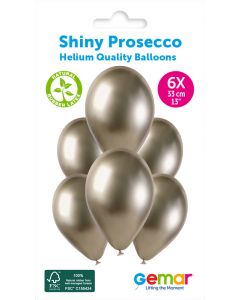 6 Packs of 6 Plain Balloons Shiny Prosecco GB120 / 33cm #085 - 347234