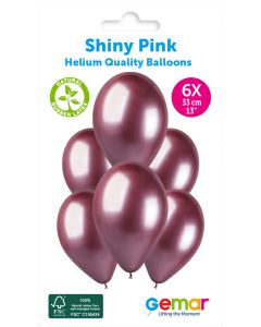 6 Packs of 6 Plain Balloons Shiny Pink GB120 / 33cm #091 - 347272