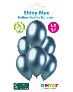 6 Packs of 6 Plain Balloons Shiny Blue GB120 / 33cm #092 - 347289