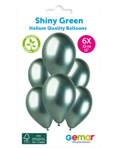 6 Packs of 6 Plain Balloons Shiny Green GB120 / 33cm #093 - 347296