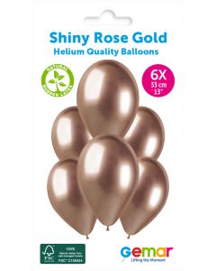 6 Packs of 6 Plain Balloons Shiny Rose Gold GB120 / 33cm #096 - 347302