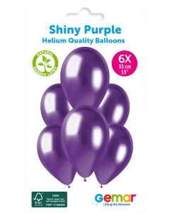 6 Packs of 6 Plain Balloons Shiny Purple GB120 / 33cm #097 - 347319