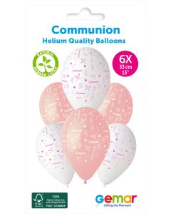 6 balloons printed COMMUNION #1187 Girl - 346565