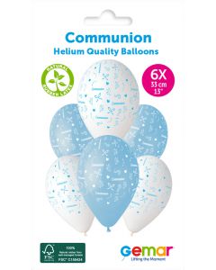 6 balloons printed COMMUNION #1187 Boy - 346572