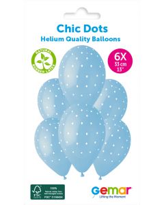 6 balloons printed CHIC DOTS #1051 Blue - 346596