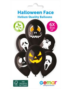 6 balloons printed HALLOWEEN FACE #182-219-223-430 - 346657