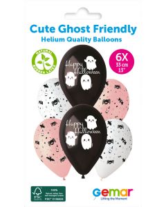 6 balloons printedCUTE GHOST, FRIENDLY HALLOWEEN #1225-1226 - 346664