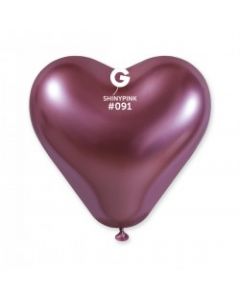 Pk25 Balloons Pink Shiny Heart #091 - CRB12.091.25